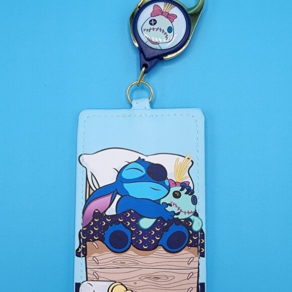 Loungefly Disney Lilo and Stitch Scrump Bedtime Retractable Lanyard ID Holder - Picture 3 of 10